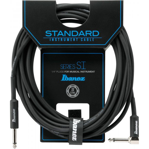 IBANEZ SI Serie (Standard) Instrumentenkabel - 2 gerade Stecker - Klinke - Klinke, Schwarz - 6,10 m / 20 ft (SI20)