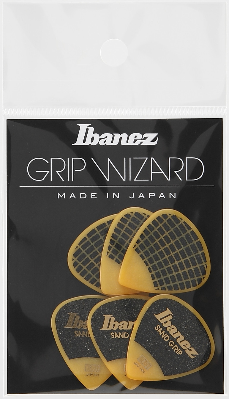 IBANEZ Grip Wizard Series Sand Grip Flat Picks - 6 pcs (PPA16HSG-YE)
