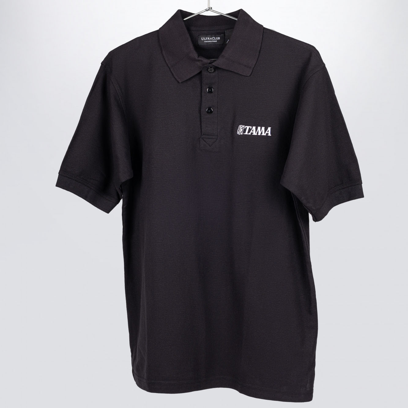 Tama black polo with embroidered logo on chest (TS10POLOBK-S)
