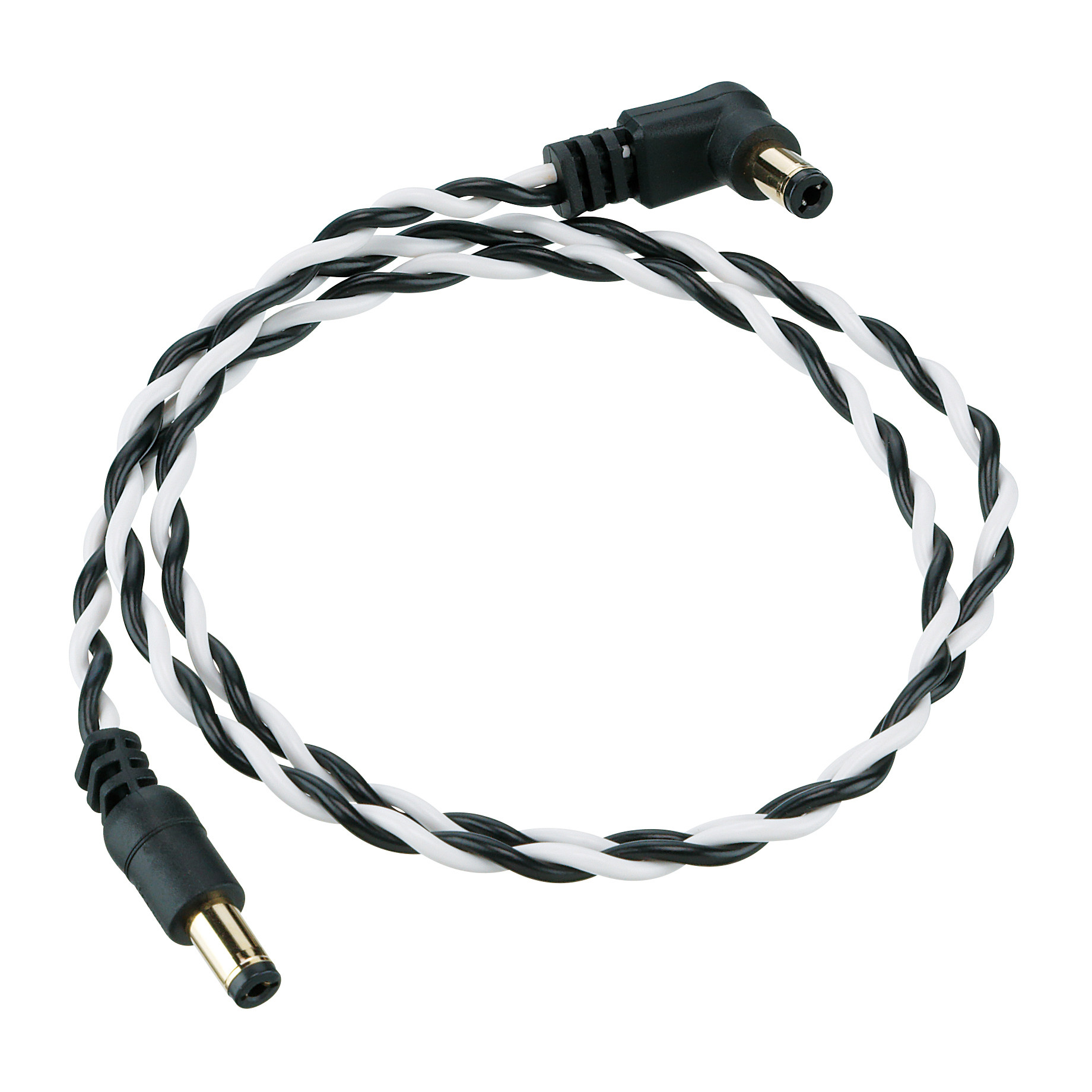 IBANEZ Verdrilltes DC-Kabel Schwarz-Weiß, Länge: 24“ Gerader und gewinkelter Stecker (DCT24-BWH)