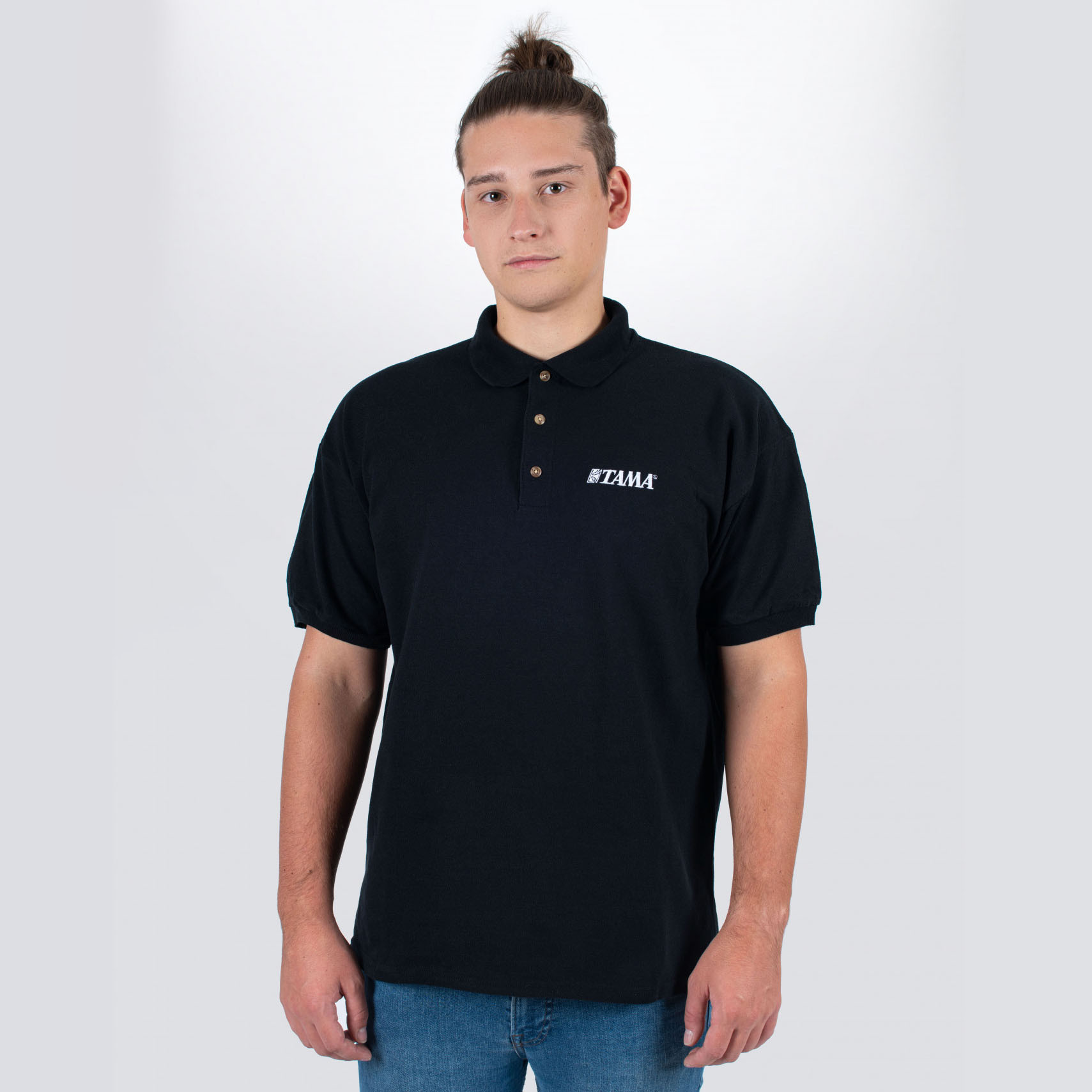 Tama polo in black with logo on left chest (TP14-S)