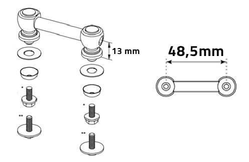 TAMA Single Lug for tom & snare drum w/ Spacer for S.L.P. Snare Drums - Chrome (MTL50)