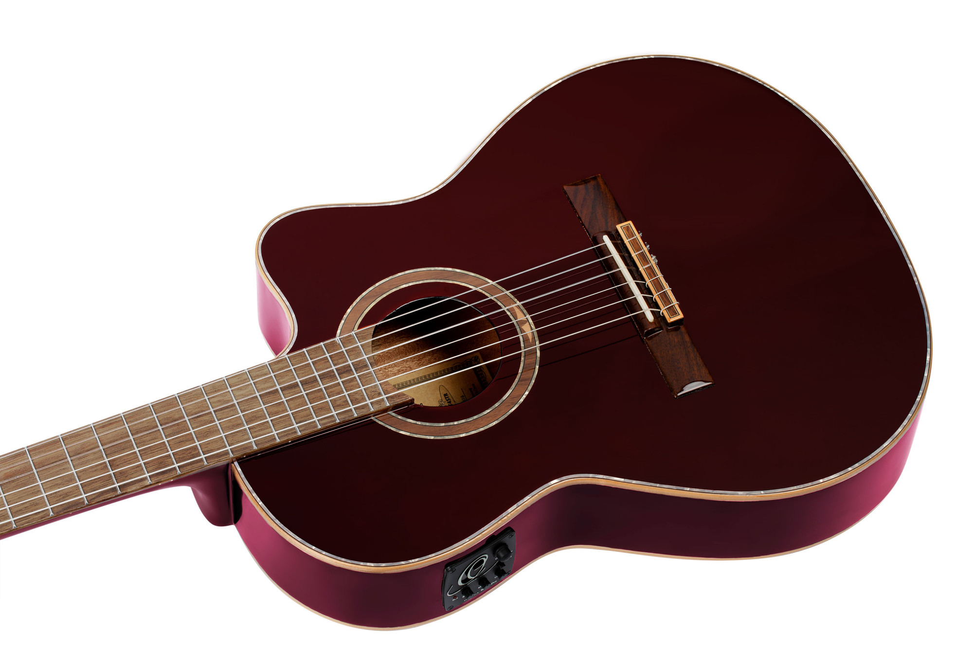 ORTEGA Performer Series 4/4 Thinline Konzertgitarre 6-String - Stained Red + Gigbag (RCE138-T4STR)