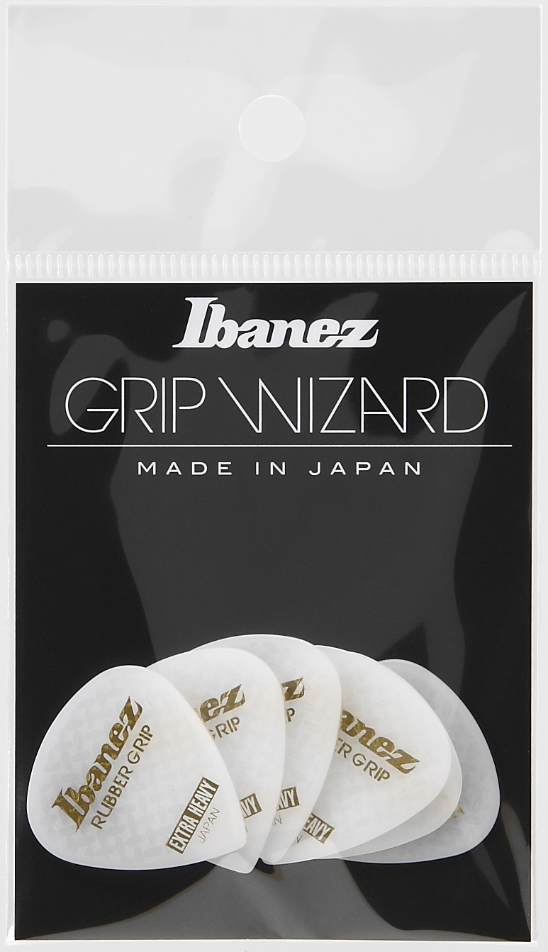 IBANEZ Grip Wizard Series Rubber Grip Flat Pick - 6er Pack (PPA16XRG-WH)