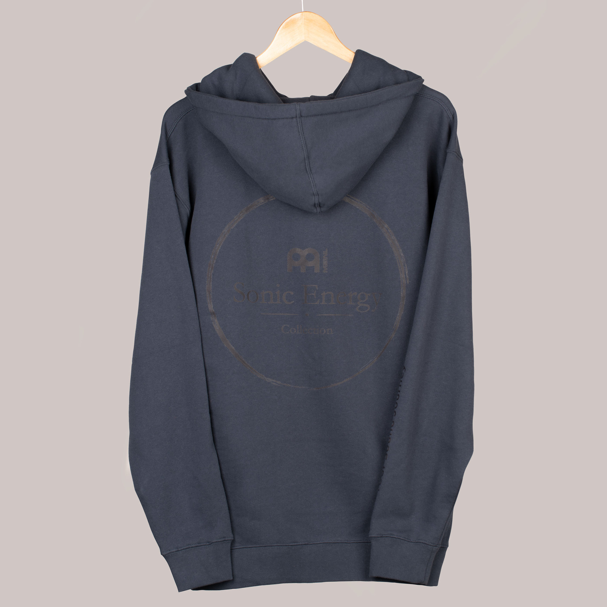 Meinl Sonic Energy Hoodie Slate Blue with dark blue front, back & sleeve print (SE-HO-SBL-S)