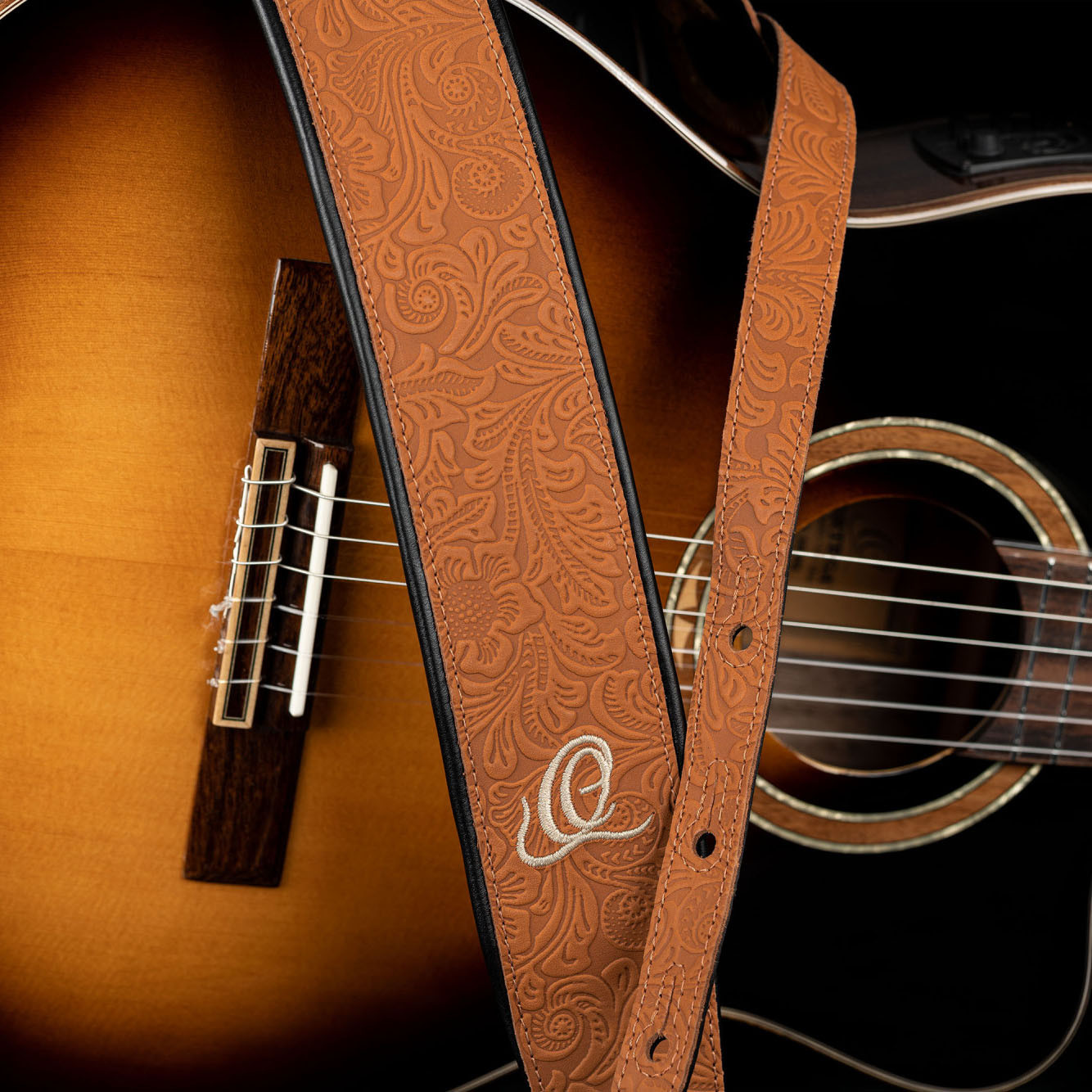 ORTEGA Genuine-Leather Guitar-Strap - Byzantine Bourbon (OSBY-4)