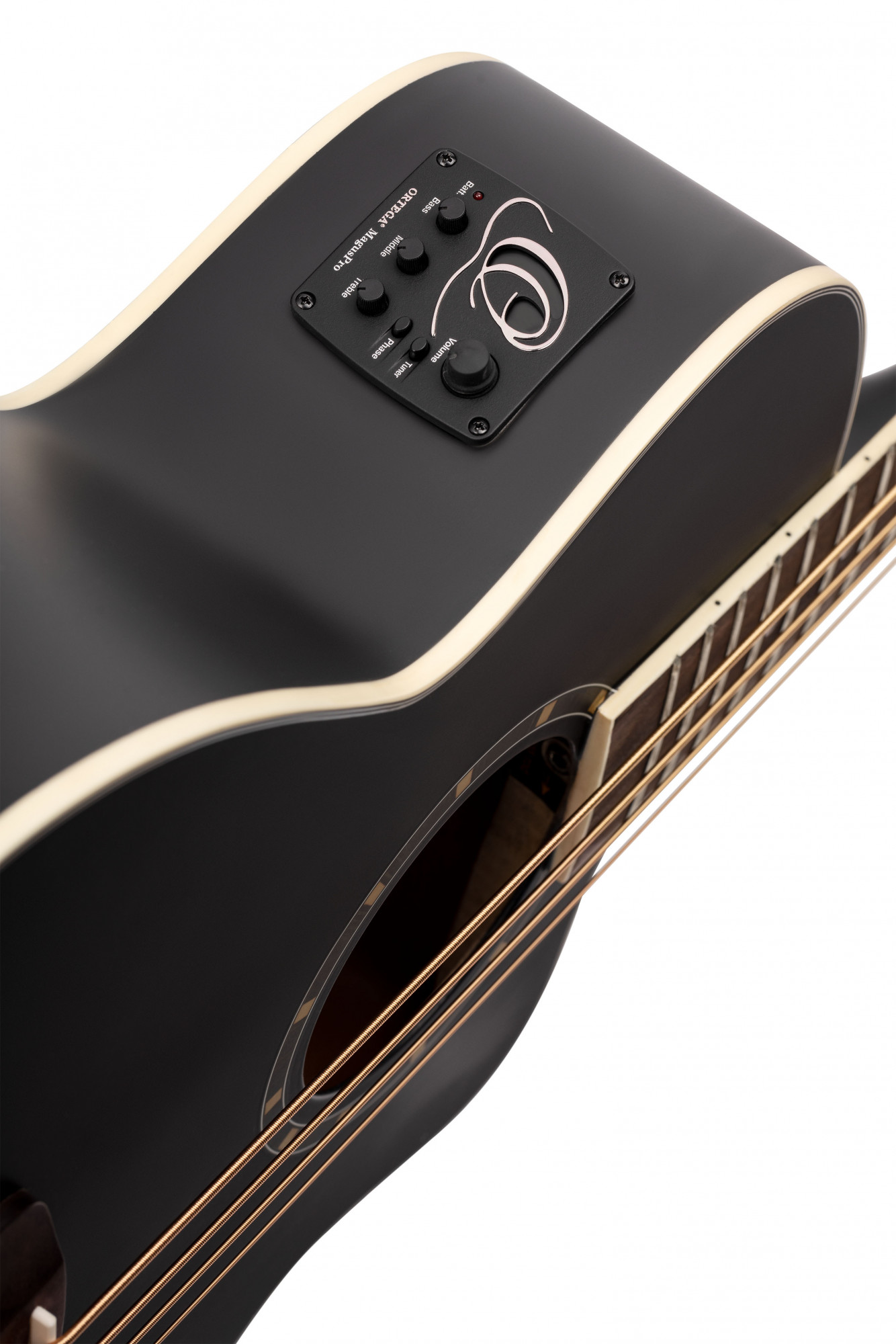 ORTEGA Deep Series 7 Medium Scale Acoustic Bass 4 String - Spruce / Mahogany Satin Black (D7CE-SBK-4)