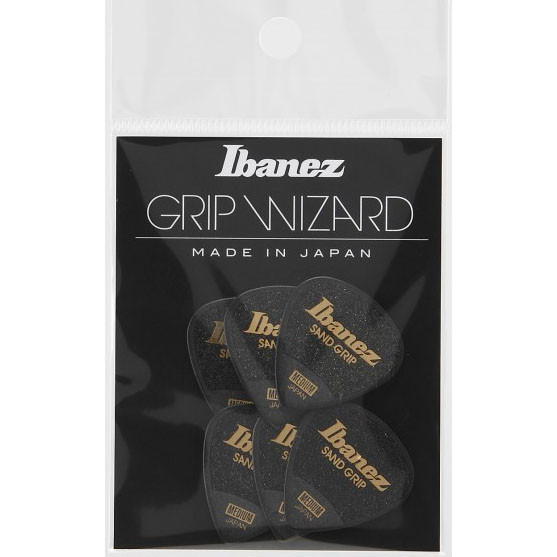 IBANEZ Grip Wizard Series Sand Grip Flat Picks - 6 pcs (PPA16MSG-BK)