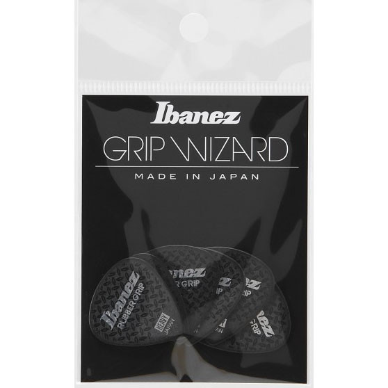 IBANEZ Grip Wizard Series Rubber Grip Flat Pick - 6er Pack (PPA16HRG-BK)