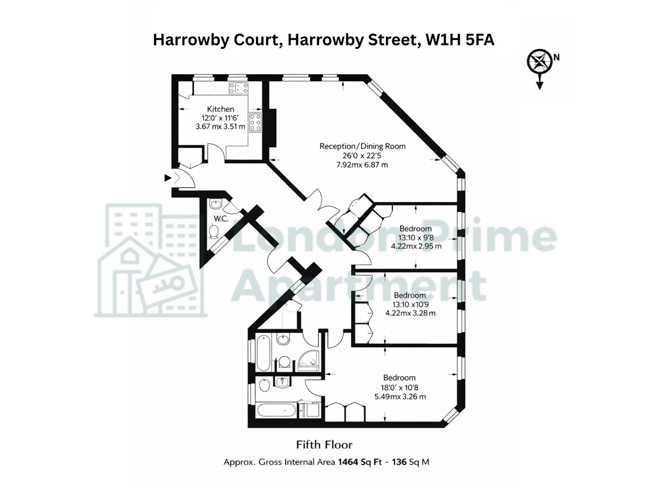 Additional image 20 of 3 Bed Penthouse, Harrowby Court, W1H, N1 7GU
