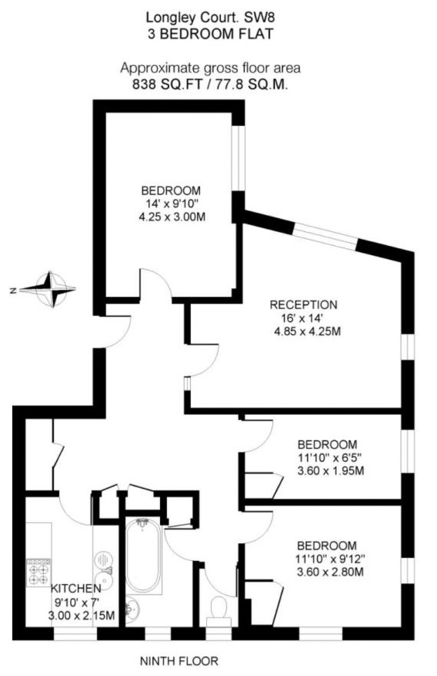 Additional image 3 of 3 Bed Flat, Longley Court, SW8, N1 7GU
