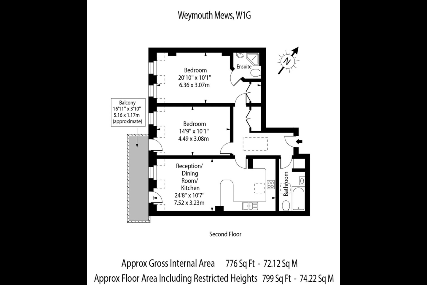 Additional image 12 of 2 Bed Flat, Weymouth Mews, W1G, N1 7GU