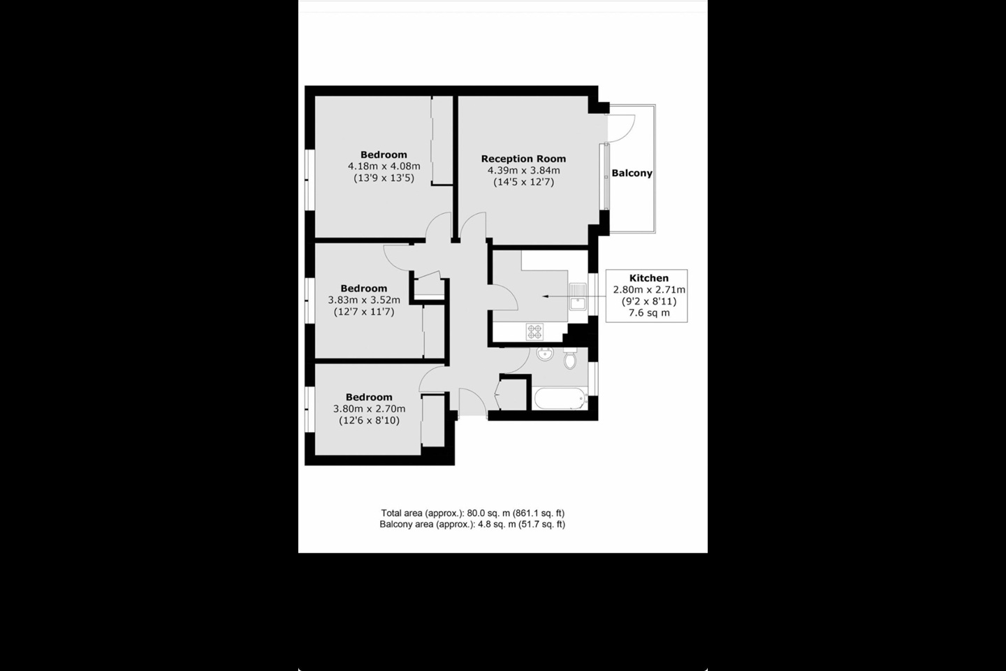 Additional image 10 of 3 Bed Flat, Crescent Court, SW4, N1 7GU