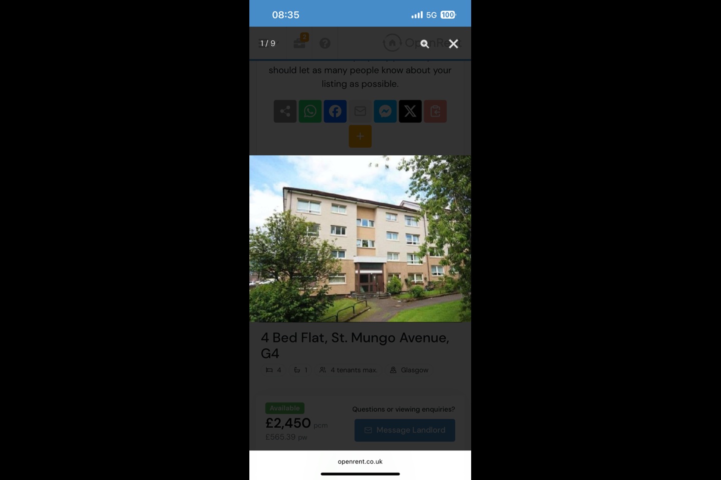 4 Bed Flat, St. Mungo Avenue, G4, N1 7GU