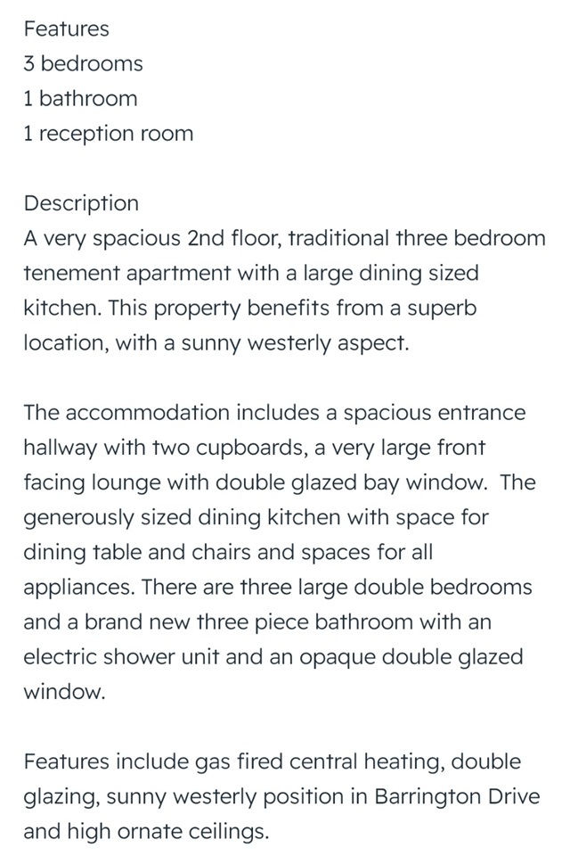 Additional image 4 of 3 Bed Flat, Barrington Drive, G4, N1 7GU