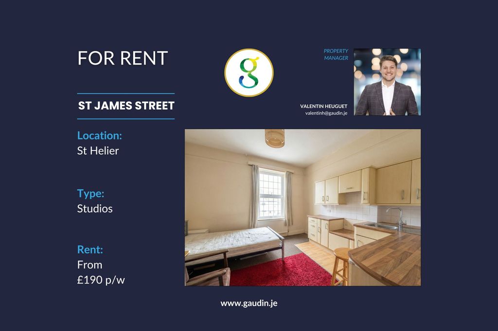 Studio to rentSt. James Street, St. Helier JE2