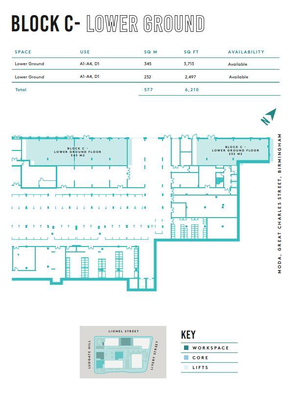 Additional image 2 of Block C - Lower Ground, Moda, Great Charles Street, Birmingham, B3 2BJ