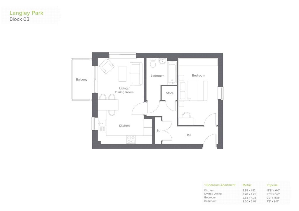 Additional image 3 of 1 bed flat for saleLangley Park, Chippenham, Wiltshire SN15