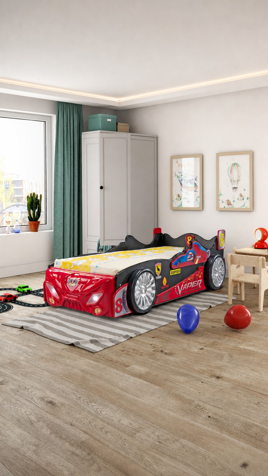 Kinderbett Rennwagen Vaper mit Lattenrost & Matratze 90x200