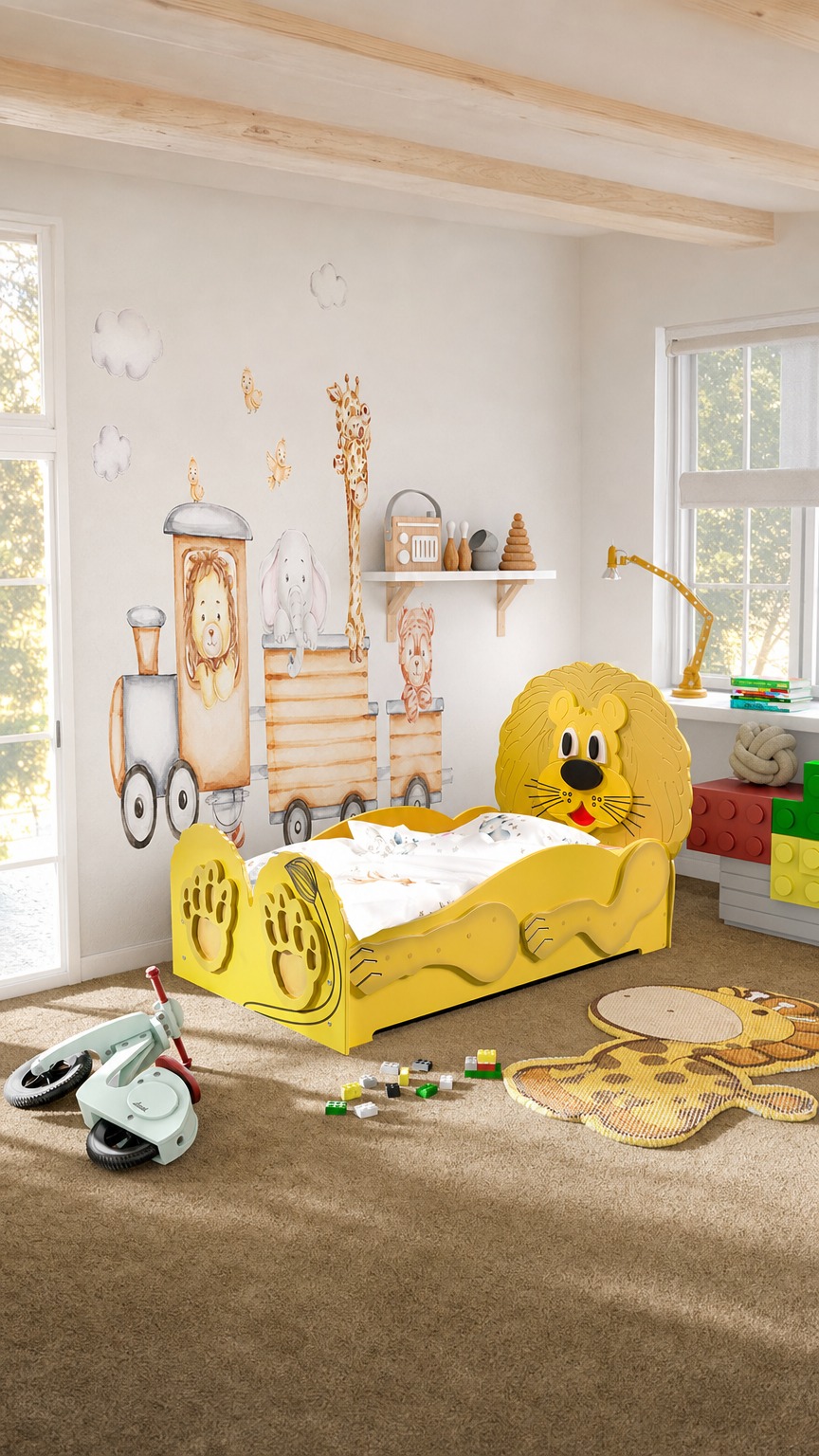 Kinderbett Löwe inkl. Matratze & Rost