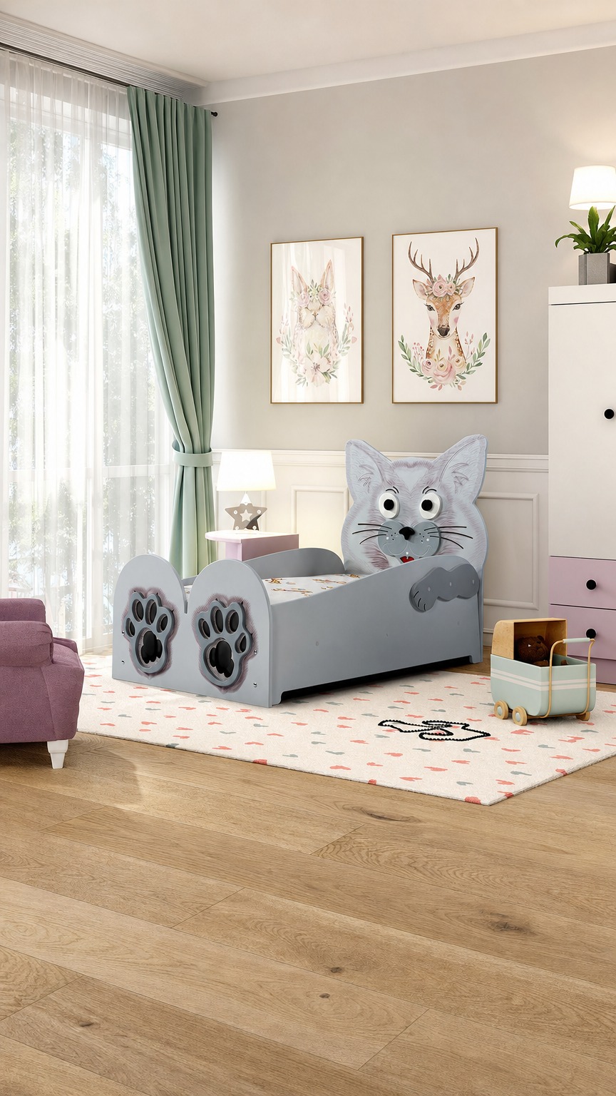 Katzen Kinderbett inkl. Matratze & Rost