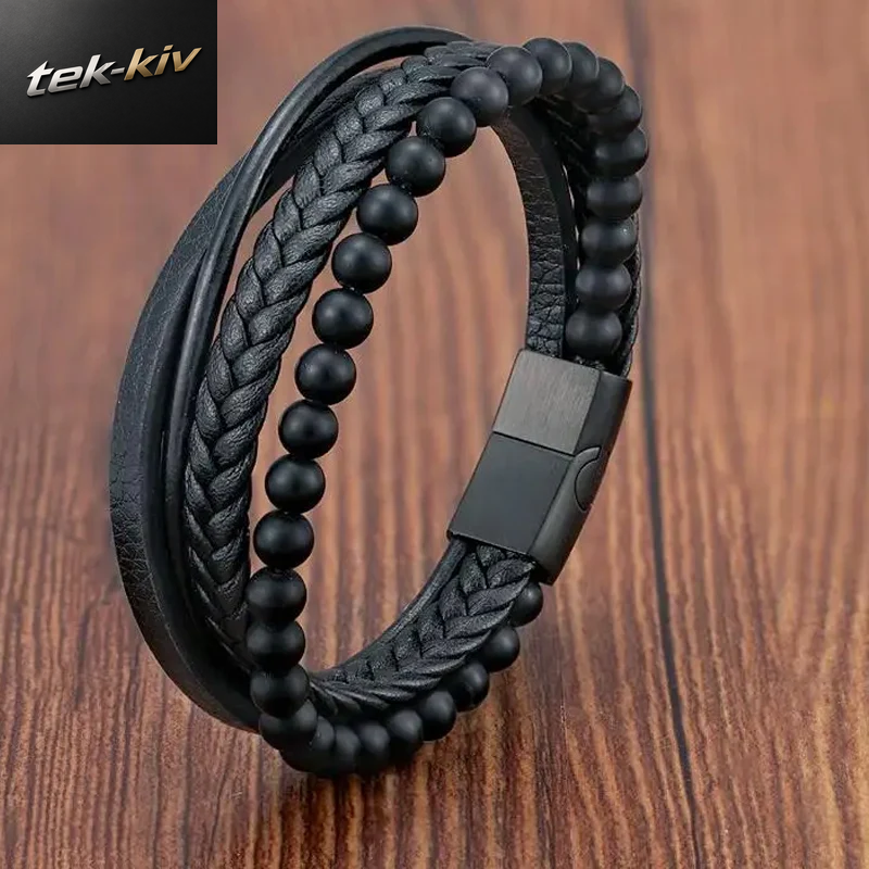 Charme Geflecht Seil Armband Für Männer Edelstahl Magnetische Schnalle Echtes Leder Armbänder & Armreifen Männlich Weiblich Schmuck