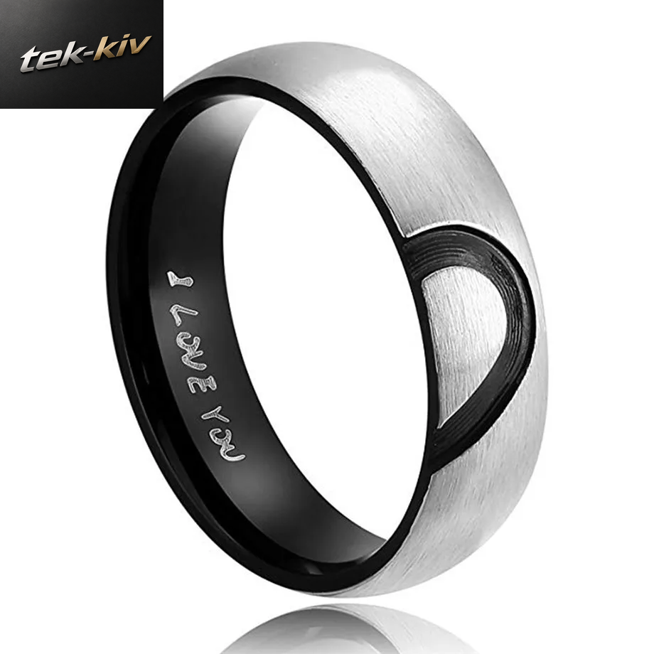 Edelstahl Herz Liebhaber Paar Ringe Roségold/Schwarz Farbe Ehering Ring Für Frauen Männer Verlobung Schmuck Drops Hip