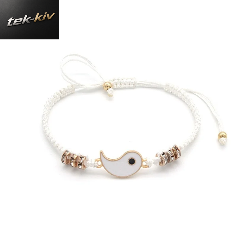 Paar Armbänder Ringe Yin Yang Tai Chi Legierung Anhänger Verstellbare Geflecht Kette Halskette Passende Liebhaber Armband Halskette Ohrring