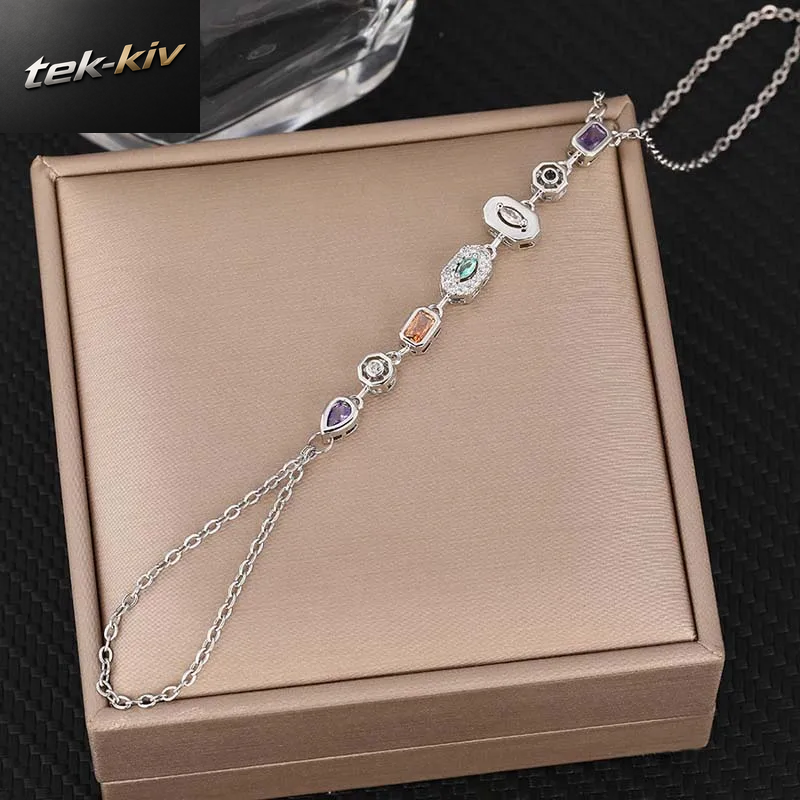 Edelstahl Bunte Kristall Hand Kette Armband Für Frauen Mode Gold Farbe Wasser Tropfen Finger Armreif Hand Schmuck