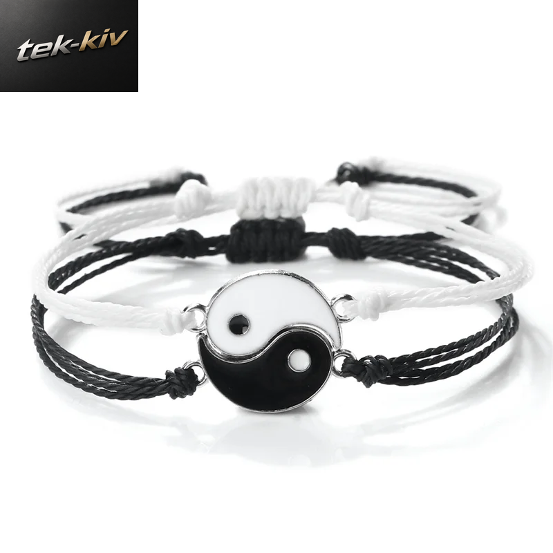 2 Teile/Satz Drachen Tai Chi Klatsch Geflochtenes Armband Für Frauen Männer Beste Freunde Einstellbare Yin Yang Armbänder Mode Paar Schmuck