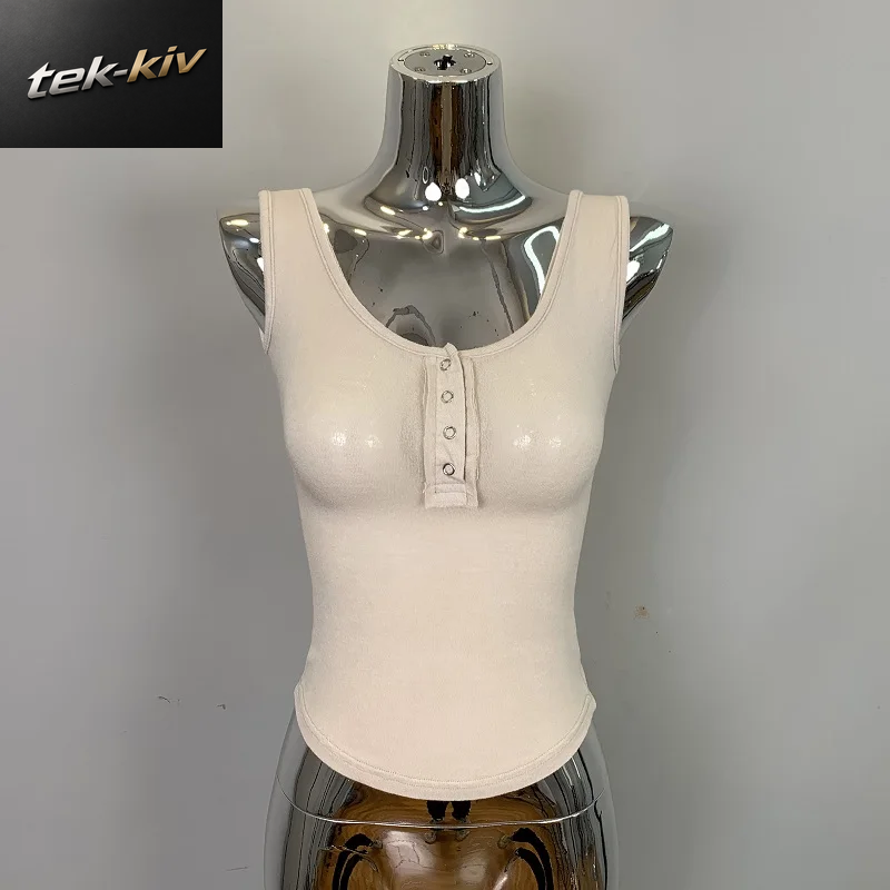 Koreanischer Stil 2026 Frühling Sommer Tanktop Sexy Damen Crop Top Halboffener Kragen Figurbetonte Weste Mit Gebogenem Saum Camisole