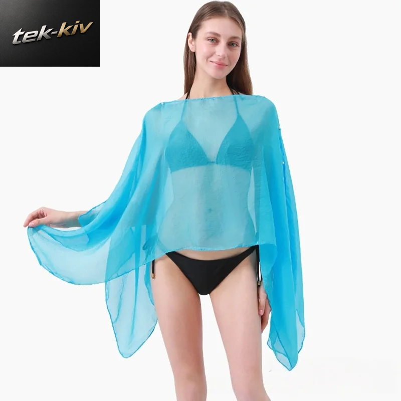 2026 Neue Damen Mesh-Transparente Strandponchos Mit Fledermausärmeln, Unregelmäßigem Saum, Lockerer Passform, Lässige, Sexy, Durchsichtige Oberteile Für Strand Und Club