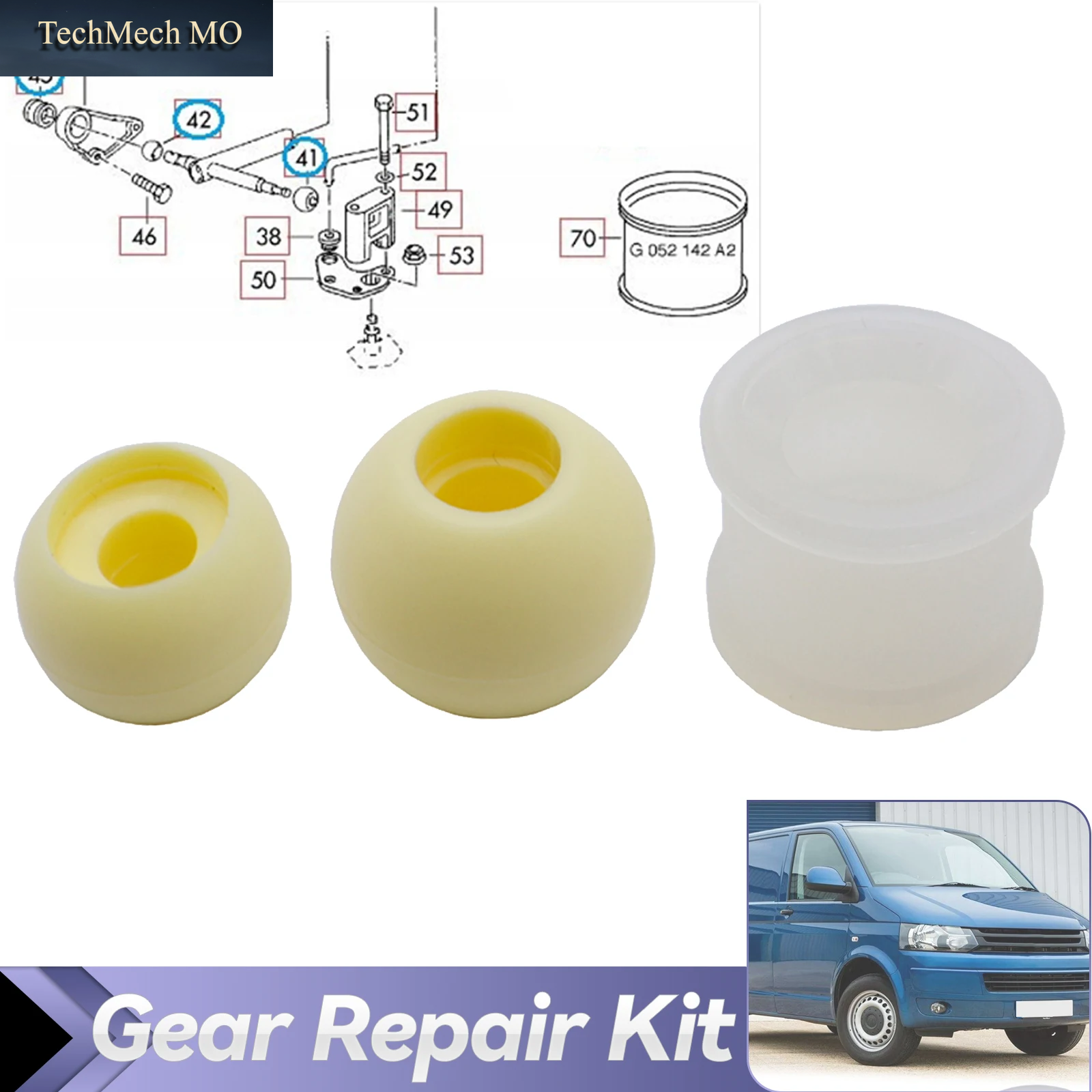 3-Teiliges Auto-Schaltgestänge-Wahlbuchsen-Reparaturset Für Schaltstange Für VW Transporter T4 1990–2013 OE # 701711166 7D 0711131 015311544