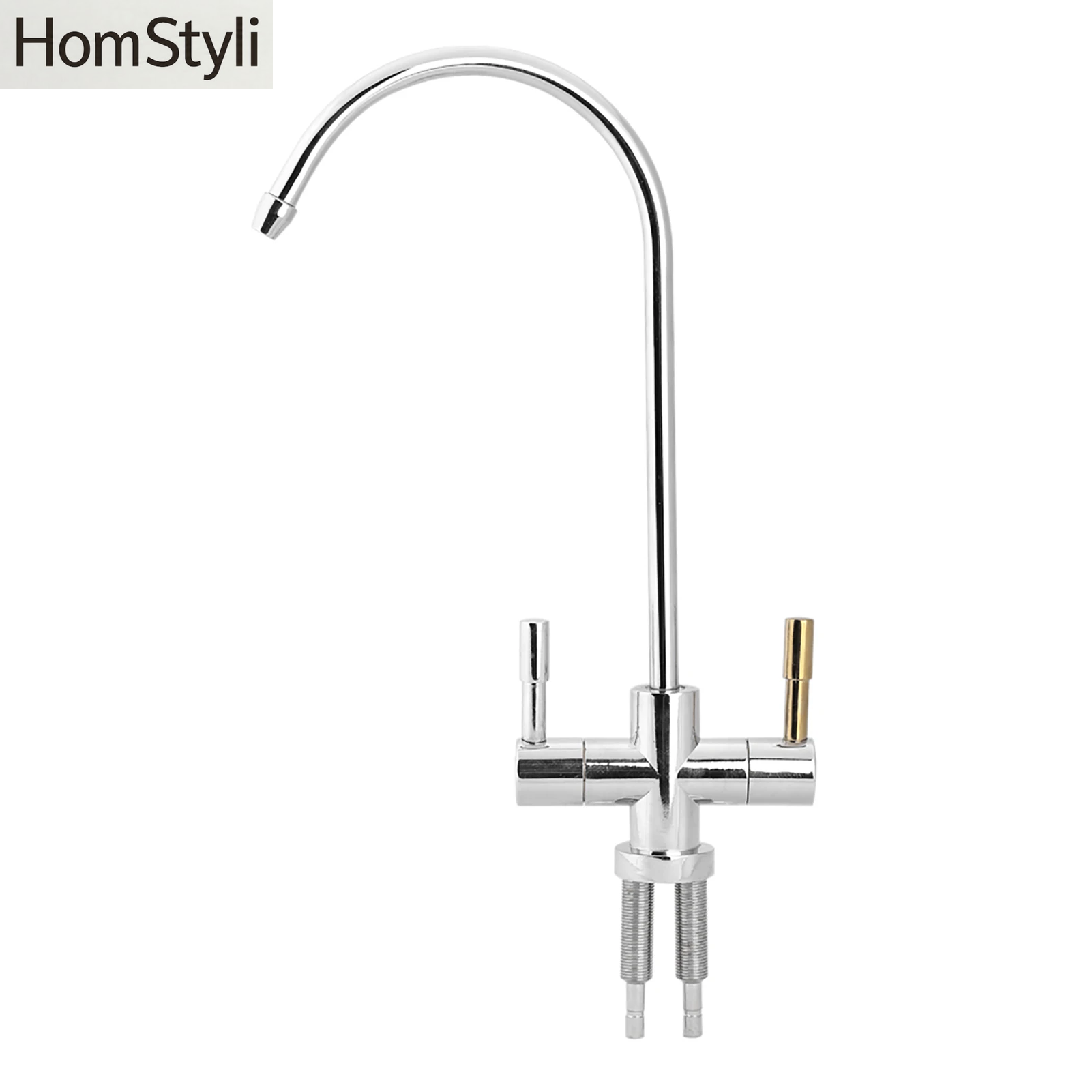 Doppellöcher Wasserhahn Wasserhahn 1/4'' Doppellöcher Waschbecken Wasserhahn Wasserhahn Chrom Umkehrosmose RO Trinkwasserfilter Trinkwasserfilter