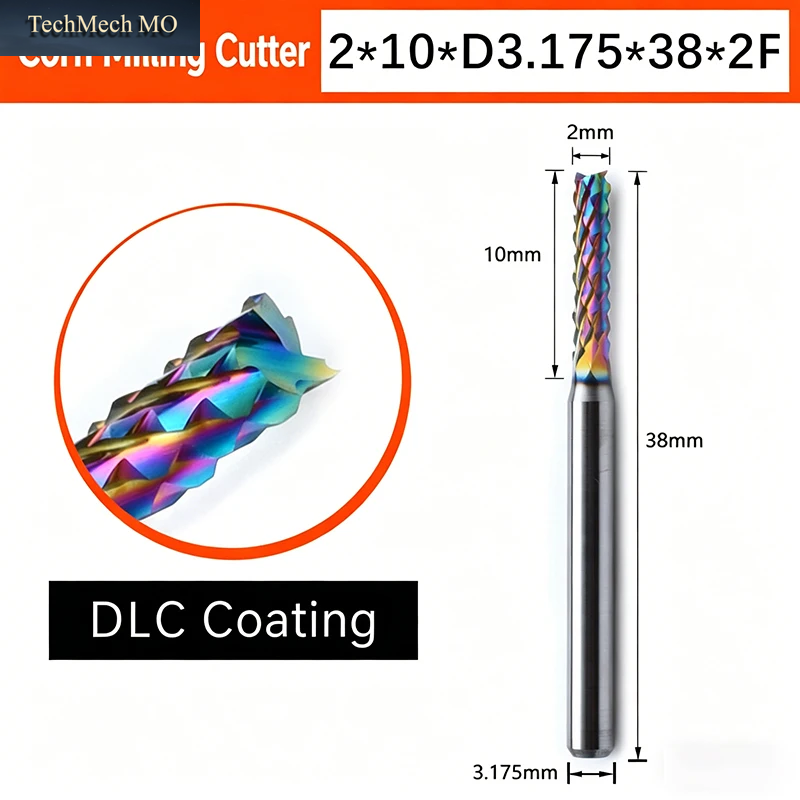 Pcb-Kornfräser Aus Hartmetall, 3,175 Mm, Dlc-Beschichtet, Gravurfräser Für Leiterplatten, Cnc-Werkzeug