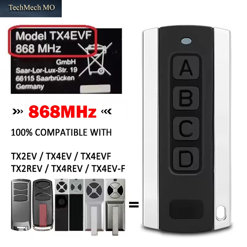 Für 868Mhz TX2REV TX4REV TX4REVF TX4EVF TX2EV TX4EV Garagentoröffner/Tor Fernbedienung