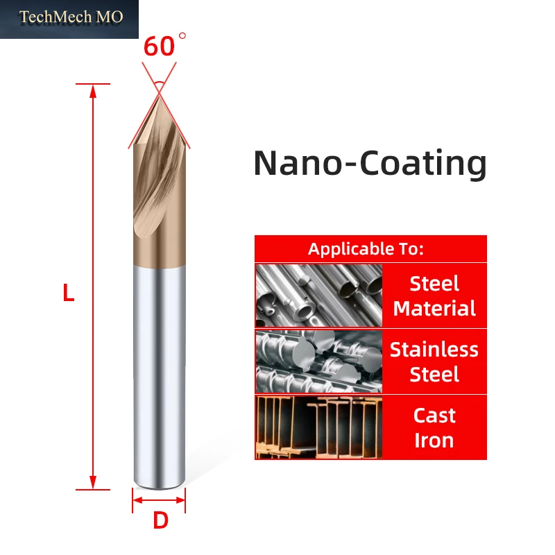TOOLEYE Hartmetall-Punkbohrer 60 90 120 Grad Cnc-Anfasen Bohrführung Werkzeug Wolframstahl Standortzentrierung Metallbohrer