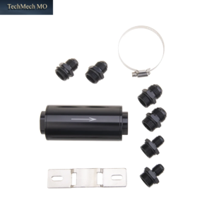 Universeller Inline-Kraftstofffilter E85 Mit Adapter AN6 AN8 AN10 Anschlüssen, 100 Mikron Filterelement Und 50Mm Kraftstofffilterhalterung