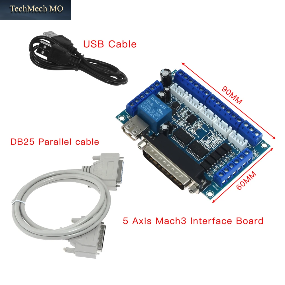 5-Achsen-Cnc-Mach3-Breakout-Board Mit Usb-Db25-Kabel Mit Optischem Koppler Für Nema17 Nema23-Schrittmotortreibersteuerung