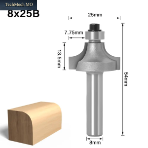 3-Teiliger 8-Mm-Schaft-Rundfräser Für Holz, Holzbearbeitungswerkzeug, 2-Schneidiger Schaftfräser Mit Lager, Fräser, Eckenrundfräser