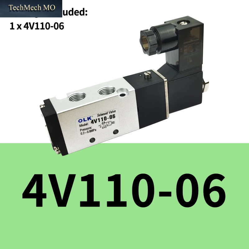 4V110-06 5-Wege 2-Positionen 1/8" Pneumatisches Magnetventil DC 24V DC 12V AC 110V AC220V Mit 4Mm 6Mm 8Mm 4V110-06B 24V Schlauchanschluss