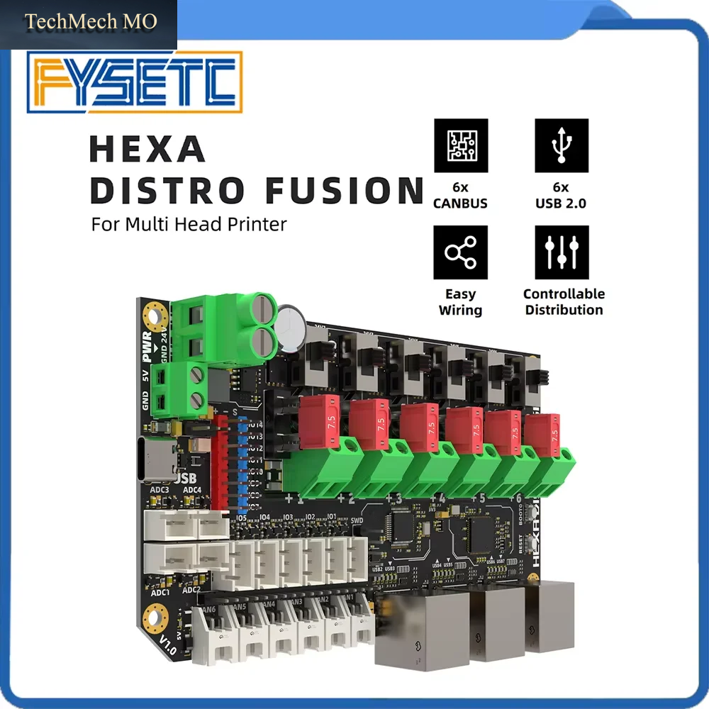 FYSETC Hexa Distro Fusion Board Basierend Auf USB2517 Mit CAN 2.0-Anschlüssen Für Voron Multi-Head-Drucker