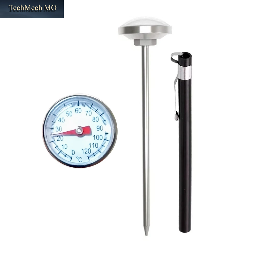 0° C~120° C Milchflaschenthermometer Kaffeeblumennadel 125Mm Lange Sonde Temperaturerfassung Zeiger Typ Thermografie BBQ Picknicks Im Freien Küchen-Kaffeemaschine Thermometer