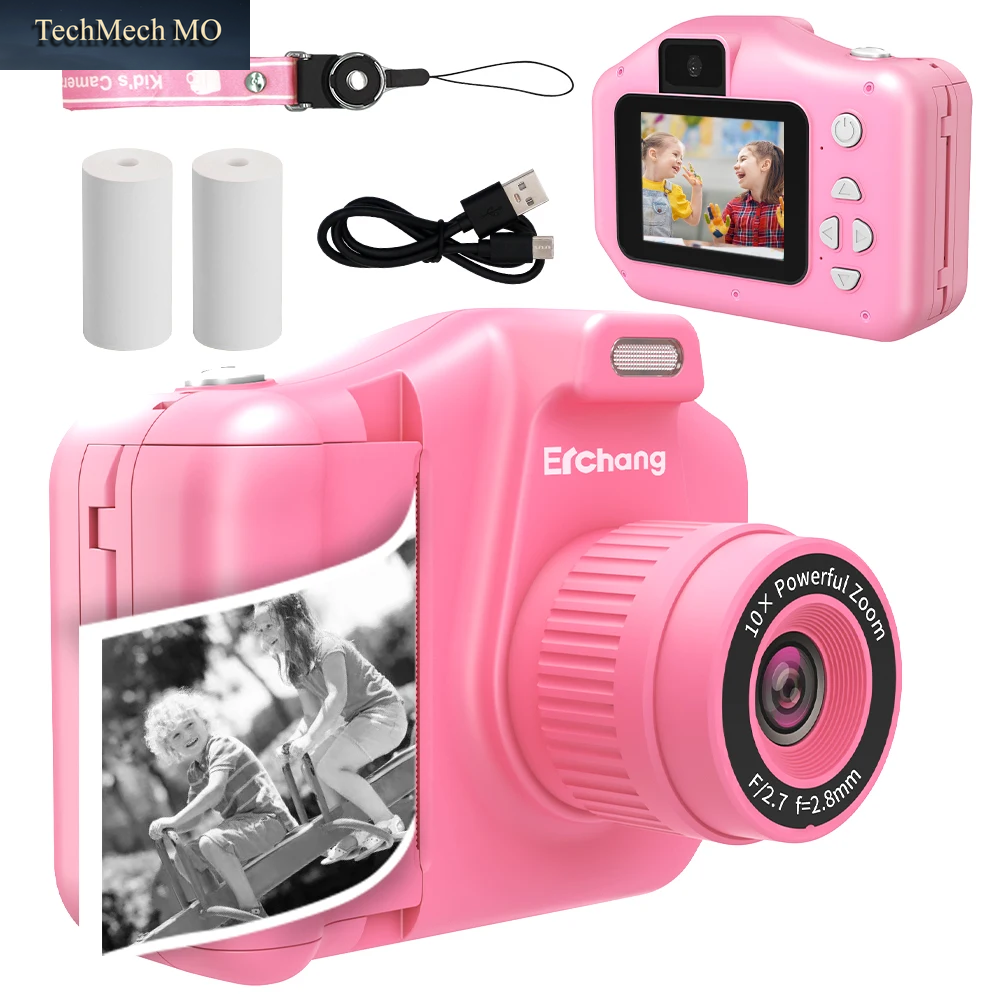 Kinder-Sofortdruckkamera, 10-Fach Digitaler Zoom, Digitale Fotokamera Für Kinder, Spielzeug Für Mädchen, Kinderkamera, Video, Geburtstagsgeschenk Für Jungen