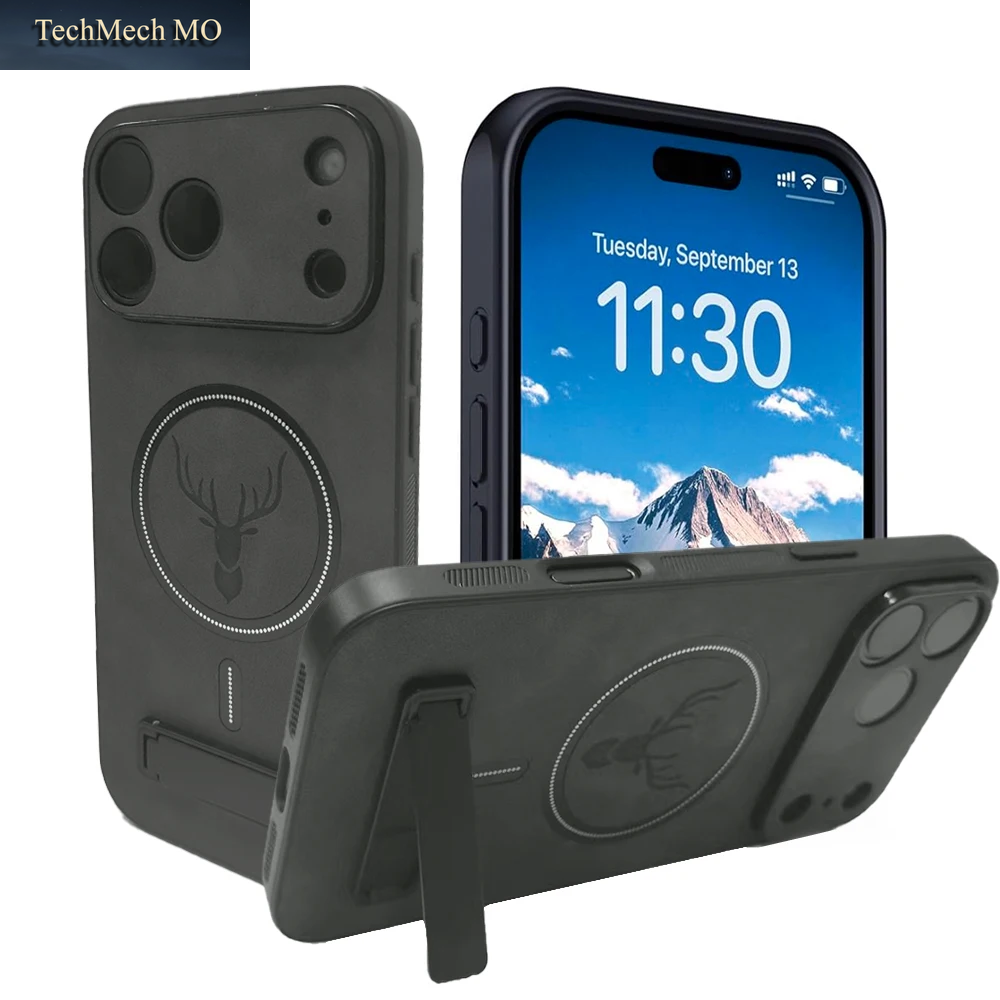UYUXIO Magnetische Handyhülle Mit Ständer Für Iphone 17 Pro Max 16 15 14 plus 13 12 11 Standhüllen Rückseite Mit Halterung