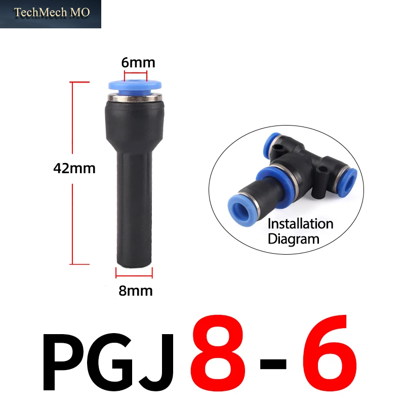 1PCS Oder 5PCS Pneumatische Armaturen Stecker Push-In Reduzierstück Durch PGJ 6/8/10/12Mm Rohr Zu 4/6/8/10Mm Rohr Luft Stecker