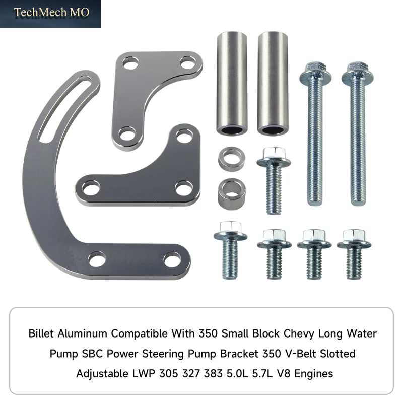 Lenkpumpenhalterung 350 V-Belt Slotted Einstellbar LWP Billet Aluminium SBC Power Für Small Block Chevy 305 327 383 5.0L 5.7L V8