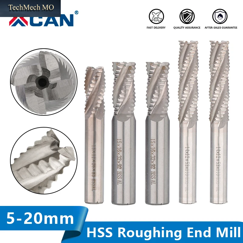 XCAN Schruppfräser HSS Fräser 4 Nuten 5-20 Mm Cnc-Werkzeugmaschine Fräser Metallfräswerkzeug Hss-Fräser