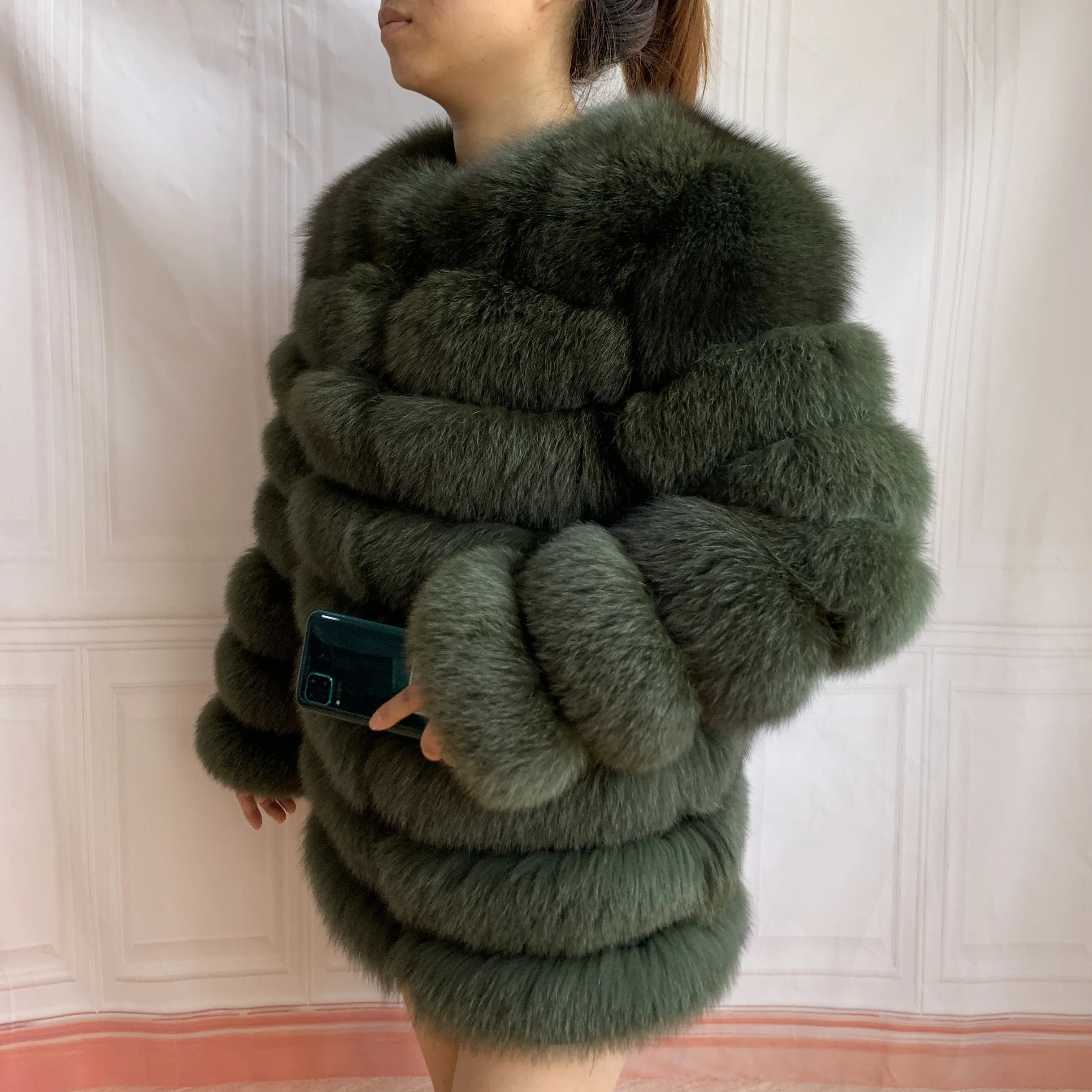 NEUER Stil Langarm 4-In-1 Echtfellmäntel Damen Natürliche Echtfelljacken Weste Winteroberbekleidung Damen Fuchspelzmantel Qualitätsfell