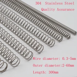 304 Edelstahl, Länge 300 Mm, 1 Stück, Druckfeder, Drahtdurchmesser 0,3–1,2 Mm, Außendurchmesser 2–16 Mm